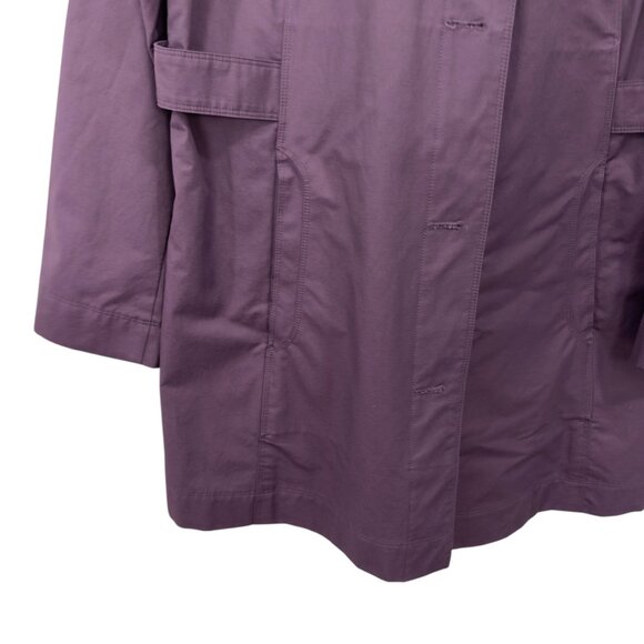 Eddie Bauer Womens Purple Trench Coat SZ L Button Closure Unlined Classic Style - Picture 8 of 11